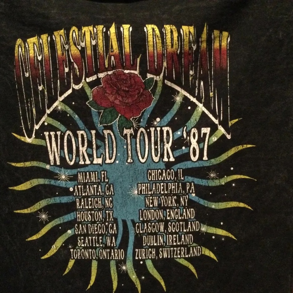 Fifth Sun Celestial Dream World Tour 1987 Womens Cropped Tee - Size S - AMAZING - Picture 4 of 4